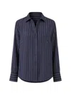 Patrick Assaraf Stripe-pattern Silk Shirt In Black