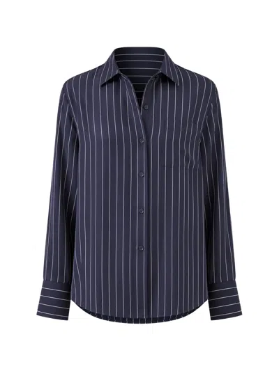 Patrick Assaraf Stripe-pattern Silk Shirt In Black