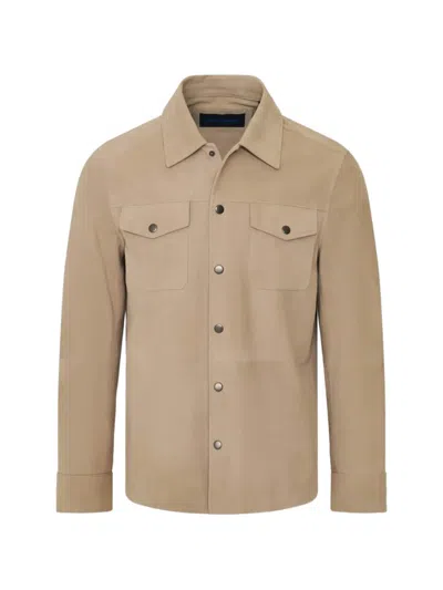 Patrick Assaraf Suede Shirt Jacket In Brown