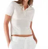 Patrick Assaraf Superfine Merino Lyocell Short Sleeve Polo In Snowflake In White