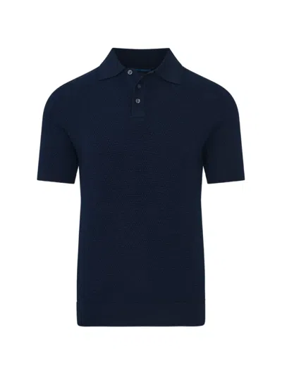 Patrick Assaraf Textured Polo Shirt In Blue