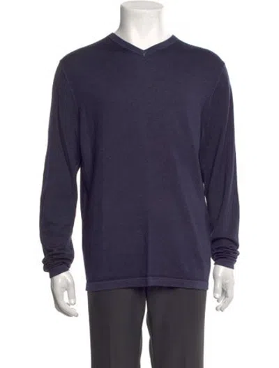 Pre-owned Patrick Assaraf V-neck Long Sleeve T-shirt In Blue/purple