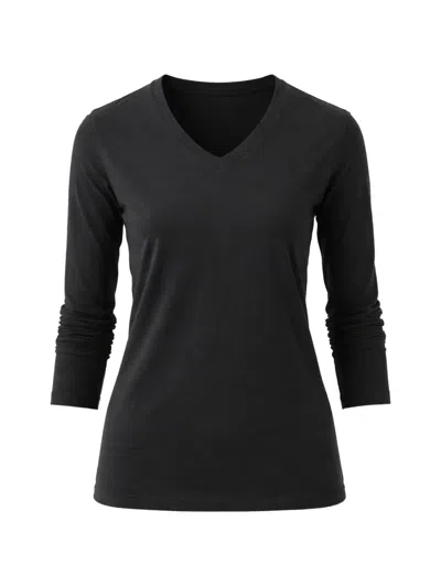 Patrick Assaraf V-neck Long-sleeve T-shirt In Black