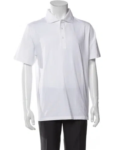 Pre-owned Patrick Assaraf V-neck Short Sleeve Polo Shirt W/ Tags In White