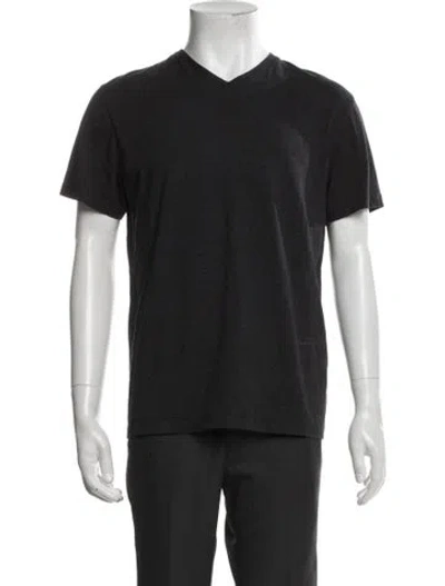 Pre-owned Patrick Assaraf V-neck Short Sleeve T-shirt In Black