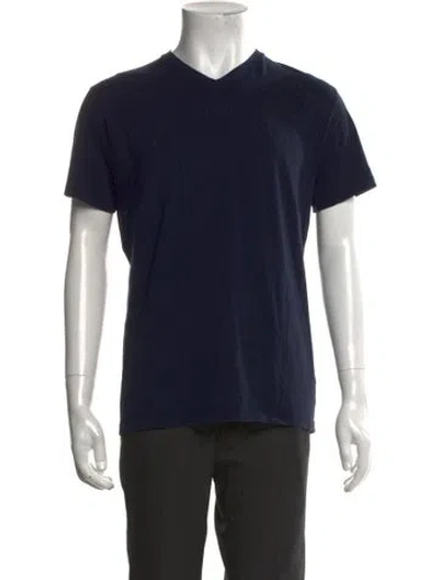 Pre-owned Patrick Assaraf V-neck Short Sleeve T-shirt In Blue