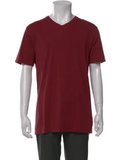 Pre-owned Patrick Assaraf V-neck Short Sleeve T-shirt In Burgundy