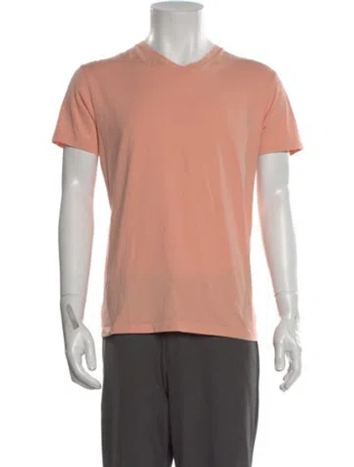 Pre-owned Patrick Assaraf V-neck Short Sleeve T-shirt In Orange