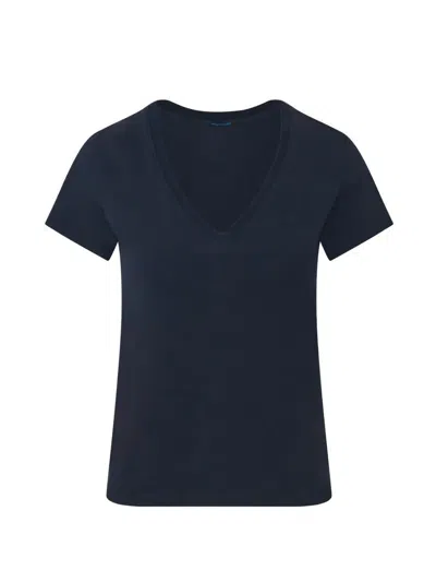 Patrick Assaraf V-neck Short-sleeve T-shirt In Blue