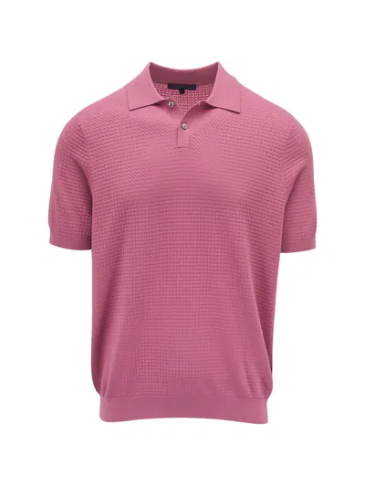 Patrick Assaraf Waffle-knit Polo Shirt In Pink