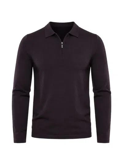 Patrick Assaraf Zip-up Long-sleeve Polo Shirt In Purple