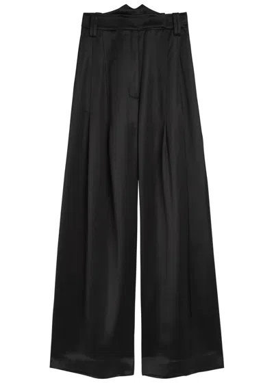 Patrick Mcdowell Alexandra Wide-leg Satin Trousers In Black
