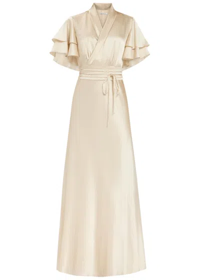 Patrick Mcdowell Anne Belted Silk Maxi Dress In Cream
