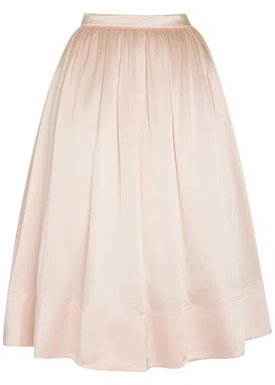 Patrick Mcdowell Julia Gathered Silk Midi Skirt In Pink