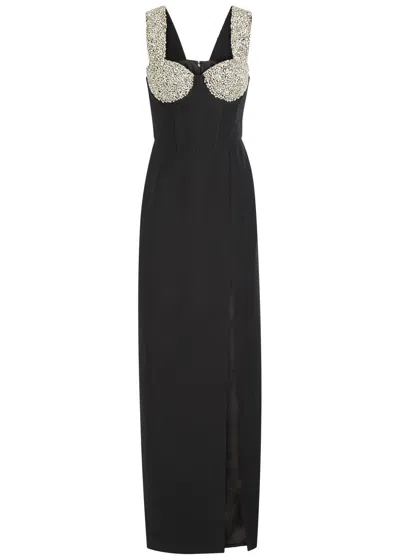 Patrick Mcdowell Kathleen Crystal-embellished Crepe Maxi Dress In Black