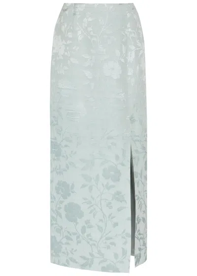Patrick Mcdowell Tatiana Floral-jacquard Woven Maxi Skirt In Blue
