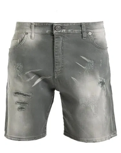 Patriòt Man Denim Shorts Grey Size 36 Cotton In Black