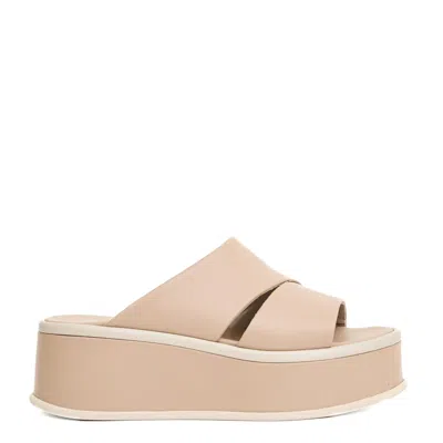 Patrizia Bonfanti 5cm Beige Leather Wedge Slipper In Neutral