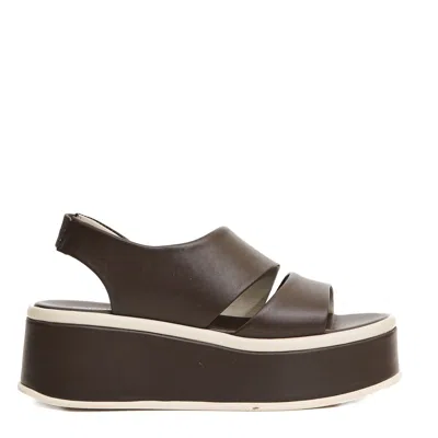 Patrizia Bonfanti 5cm Wedge Sandal In Chocolate Leather In Brown