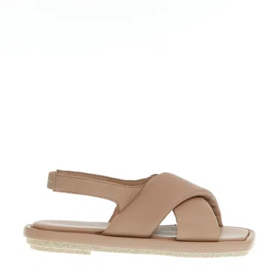Patrizia Bonfanti Cross Sandal Nude Leather In Brown