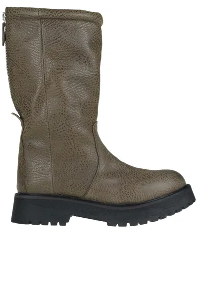 Patrizia Bonfanti Grainy Leather Biker Boots In Black
