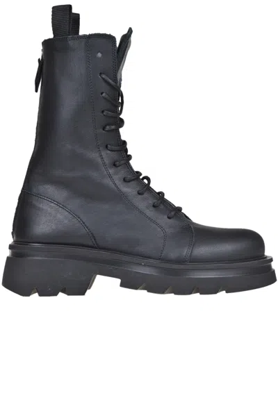Patrizia Bonfanti Leather Combat Boots In Black