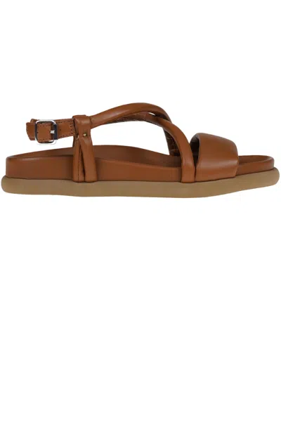 Patrizia Bonfanti Padded Leather Sandals In Brown