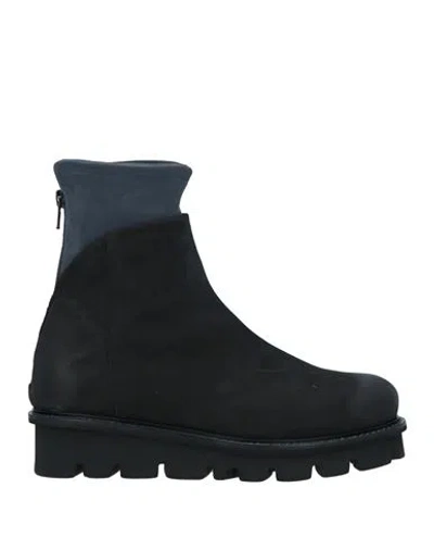 Patrizia Bonfanti Woman Ankle Boots Steel Grey Size 11 Soft Leather In Black