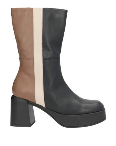 Patrizia Bonfanti Woman Ankle Boots Black Size 7 Leather In Multi