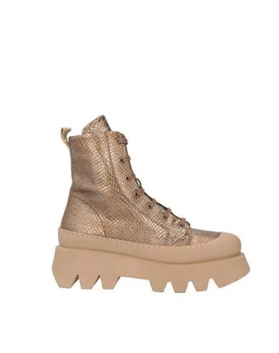 Patrizia Bonfanti Woman Ankle Boots Bronze Size 11 Soft Leather In Yellow