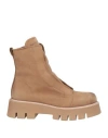 Patrizia Bonfanti Woman Ankle Boots Camel Size 11 Leather In Brown