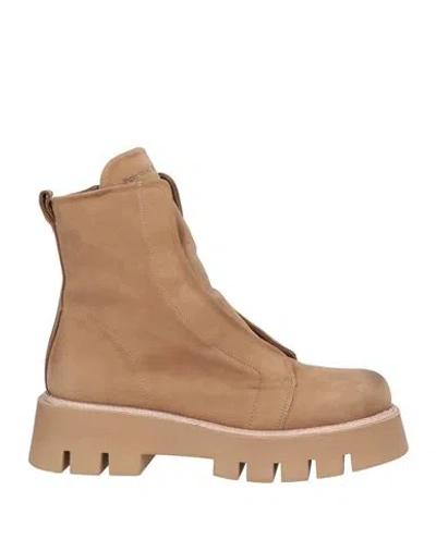Patrizia Bonfanti Woman Ankle Boots Camel Size 11 Leather In Brown