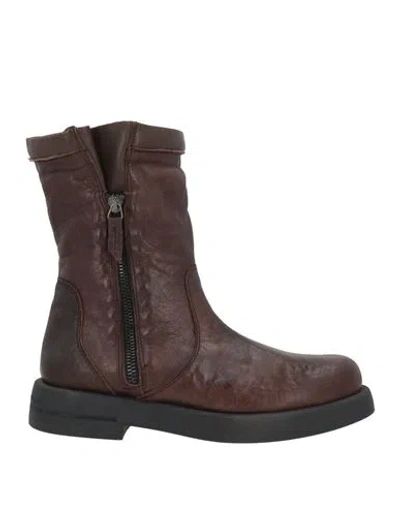 Patrizia Bonfanti Woman Ankle Boots Chocolate Brown Size 6 Leather