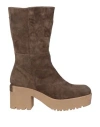 Patrizia Bonfanti Woman Ankle Boots Khaki Size 10 Soft Leather In Beige