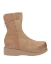 Patrizia Bonfanti Woman Ankle Boots Khaki Size 10 Soft Leather In Beige