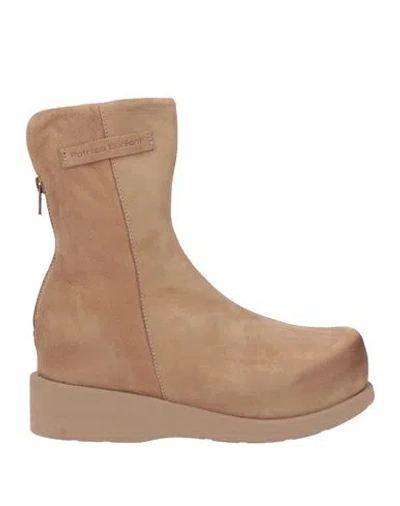 Patrizia Bonfanti Woman Ankle Boots Khaki Size 10 Soft Leather In Beige