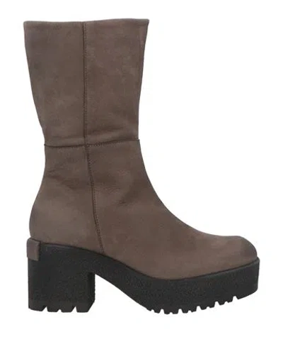 Patrizia Bonfanti Woman Ankle Boots Lead Size 8 Leather In Grey