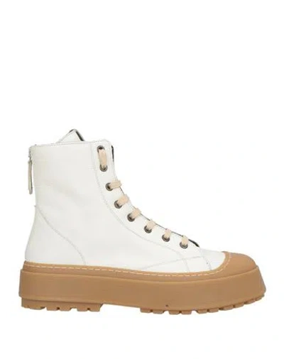 Patrizia Bonfanti Woman Ankle Boots White Size 6 Leather, Rubber In Multi
