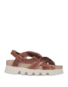 Patrizia Bonfanti Woman Sandals Bronze Size 8 Leather, Textile Fibers In Yellow