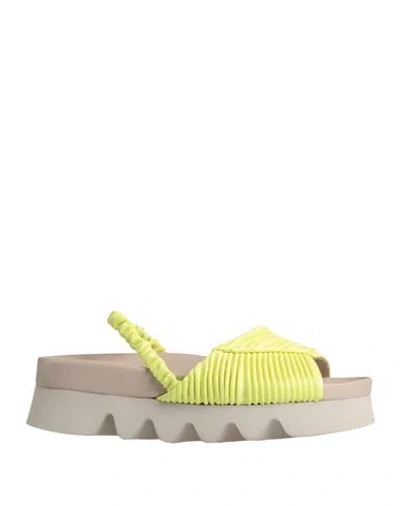 Patrizia Bonfanti Woman Sandals Light Green Size 8 Leather, Textile Fibers