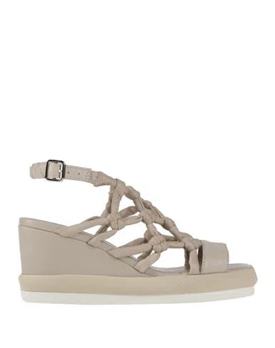 Patrizia Bonfanti Woman Sandals Light Grey Size 8 Textile Fibers In Gray