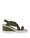 Patrizia Bonfanti Woman Sandals Military Green Size 8 Leather