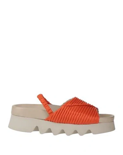 Patrizia Bonfanti Woman Sandals Orange Size 8 Textile Fibers