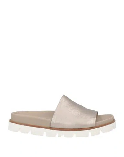 Patrizia Bonfanti Woman Sandals Platinum Size 5 Soft Leather In Grey