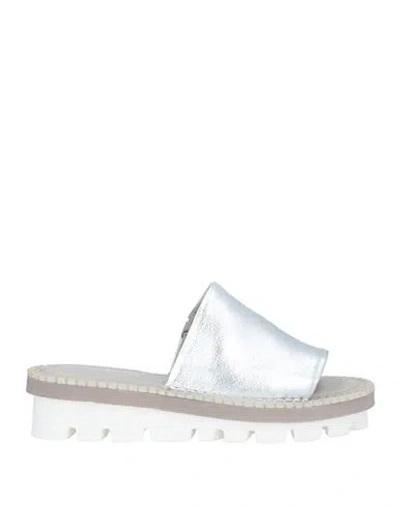Patrizia Bonfanti Woman Sandals Silver Size 8 Soft Leather In White