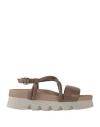 Patrizia Bonfanti Woman Sandals Taupe Size 10 Soft Leather In Gray