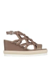 Patrizia Bonfanti Woman Sandals Taupe Size 8 Textile Fibers In Gray
