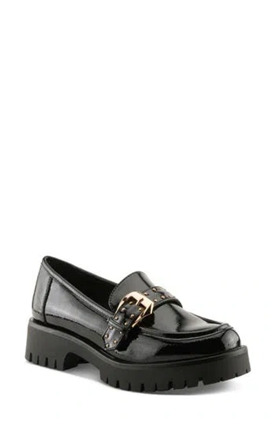 Patrizia By Spring Step Pacha Lug Sole Platform Loafer In Black Patent