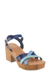 Patrizia By Spring Step Sandrine Cork Block Heel Sandal In Blue Multi