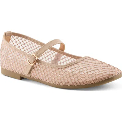 Patrizia By Spring Step Sharkey Rhinestone Mesh Mary Jane Flat In Beige